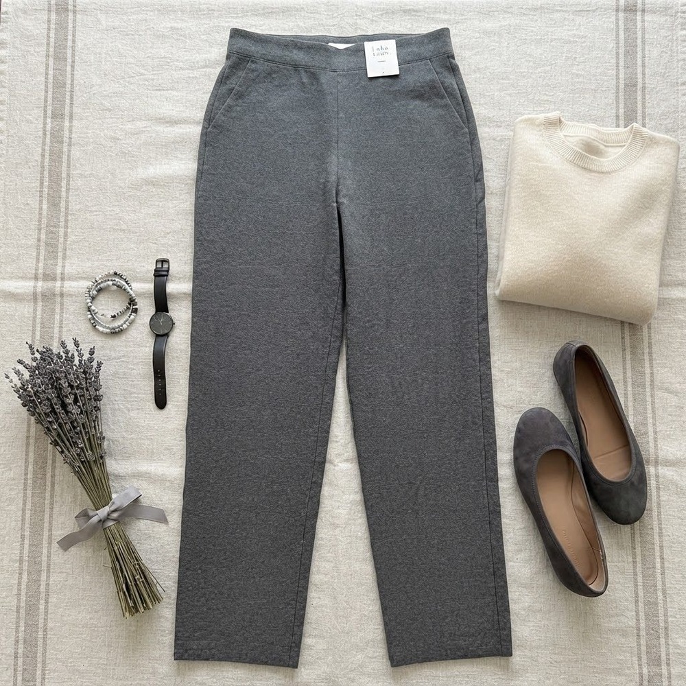 Croft & Barrow Womens Gray Straight Leg Knit Pull On Pants Size M New
